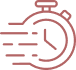 Chronomètre rouge avec des lignes de mouvement, symbolisant la vitesse, l'efficacité et la rapidité du temps ou d'une action.